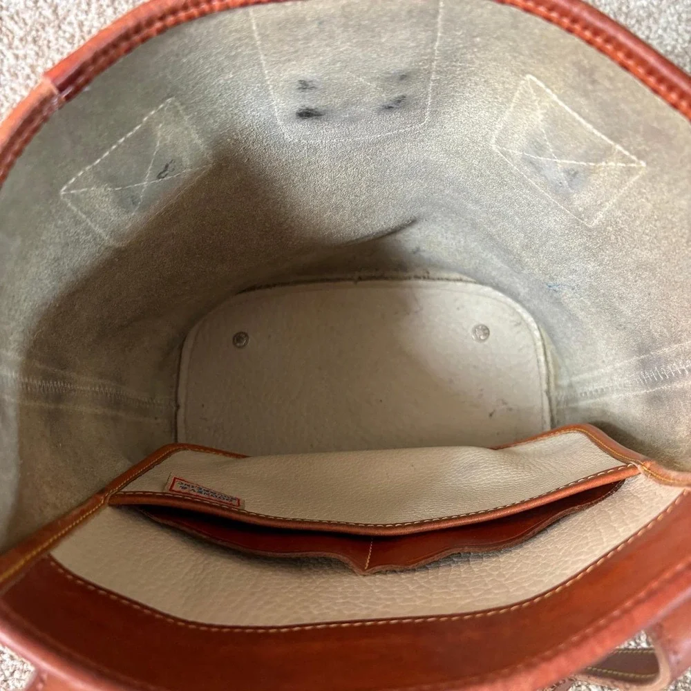 Vintage Dooney & Bourke AWL Pebble Leather Tote Bone Tan‎ Duck Bag - Picture 11 of 16
